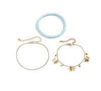 WBDWWTD Womens Anklets Gold Plated Butterflies Beads Chain Ankle Bracelet Charm 27CM