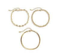 WBDWWTD Womens Bracelets, Anklet Gold Plated Snake and Curb Chain Ankle Bracelet Charms 27CM