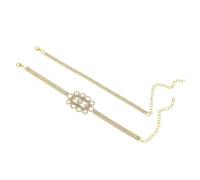 WBDWWTD Womens Silver/Gold 2PCS Cubic Zirconia Tennis Chain with Flower Beach Anklet 20.7+10cm