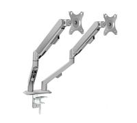WBDWWTD Work Dual Monitor Mount for Most 17-30 Inch Srceens, Each Arm Holds MAX 19.8lbs, Height-Adjustable Gas Spring Stand with VESA or 100mm Play(Gris)