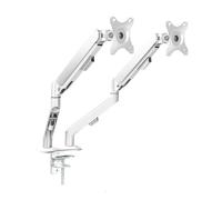 WBDWWTD Work Dual Monitor Mount for Most 17-30 Inch Srceens, Each Arm Holds MAX 19.8lbs, Height-Adjustable Gas Spring Stand with VESA or 100mm Play(White)
