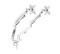 WBDWWTD Work Dual Monitor Mount for Most 17-30" Screens, Each Arm Holds MAX 19.8lbs, Desk with Height-Adjustable/Tilt/Swivel/Rotate Play(White)