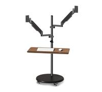 WBDWWTD Work Dual Monitor Mount Stand with Keyboard Tray, 14"-43" Mulitiuse Rolling Floor Mobile Workstation, Height Adjustable Gas Spring Play(17"-43")