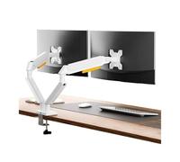WBDWWTD Work Dual Monitor Mount up to Inches and lbs per Screen, Adjustable Gas Spring Arm, Aluminum with C-Clamp & Grommet Base Play(White)