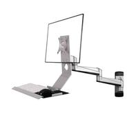 WBDWWTD Work Silver Wall Mount Double Arm with Regular Tray Monitor Stand Collapsible 90° Play