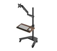 WBDWWTD Work Single Monitor Floor Stand for 17"-32" Flat/Curved Screens up to 19.8lbs, Mobile Mount Gas Spring Cart with Keyboard Tray Play