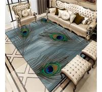 WBDYMX Alfombra Salón Cuarto Juegos Bebes Acolchada Decorativa de Plumas Azules. Verde 120x160CM Carreteras para niños Adornos Habitacion Juvenil