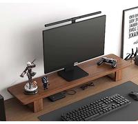 Wbeian Soporte de madera para monitor, soporte ergonómico y cómodo para PC, portátil, pantalla de TV, hogar u oficina, estante organizador de almacenamiento de escritorio, 60 x 20 x 12 cm