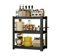 WBJGUOD Adjustable 3-Tier Microwave Oven Rack Metal Toaster Stand Freestanding Kitchen Storage Shelf for Home Compact 15.7x15.7x46.4in Space-Saving Solution