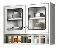 WBJGUOD Cabinet Stainless Steel with 3C Tempered s Doors Adjustable Shelves Heavy Du Floating for Ga Kitchen Balcony Bathroom(100 * 35 70cm)