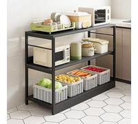 WBJGUOD Multi-Layer Microwave Stand & Pot Rack - 3-Tier Kitchen Storage Shelf Maple Cherry Wood Design 80x35x100cm Ideal for Oven Space-Saving