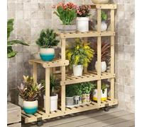 WBJGUOD Multi-Tier Indoor Plant Stand - Floor-Standing Wood Display Rack for Pothos & Succulents Movable Corner Solution Living Rooms Bedrooms (98 x 24 103cm)