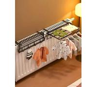 WBJGUOD Portable Clothes Drying RackOver Radiator Shelf for Living Room Bedroom Kitchen Bathroom Office & HallwaySpaceving Adjustable 45cm/18in (Black)