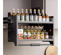WBJGUOD Pull Down Shelf System for Kitchen Cabinet - Space-Saving Bar/Cafe Storage Solution Organize Your with Efficient Shelving