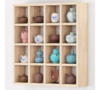 WBJGUOD Rustic Wooden WallMounted Coffee Mug Display Rack GridStyle Holder for Home Kitchen & Office Floating Cup Shelves Organizer Lovers