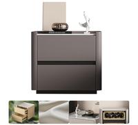 WBJGUOD Solid Wood Nightstand, Shelf Bedside End Table with Curved Profile Design for Bedroom and Living Room