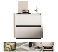 WBJGUOD Solid Wood Nightstand, Shelf Bedside End Table with Curved Profile Design for Bedroom and Living Room