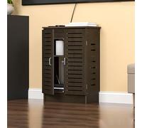 WBJGUOD Wooden Router Storagewith Door & Shelf - Louvered Design for Home Bedroom Living Room Dark Brown 80x70x30cm Wireless Rack Cable Management Solution