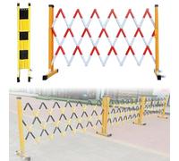 WBLING Barrera metálica Extensible, Valla retráctil portátil con Ruedas para un fácil Control del tráfico y Seguridad en Obras de construcción. Barrera Ajustable, Duradera y Ligera.