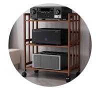 WBLING Estantería de Audio de bambú de 4 Niveles con Ruedas, Estante estéreo HiFi para componentes AV, Soporte para Equipos de Cine en casa, marrón, 60x38x123cm