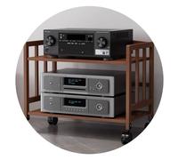 WBLING Soporte AV de bambú de 2 Niveles para Dispositivos de transmisión, Mueble de Audio HiFi con Base amortiguadora, Estante para Consola Multimedia marrón de 70x38x53cm.