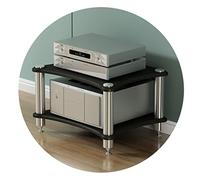 WBLING Soporte de Audio HiFi de 3 Niveles para Amplificador y Altavoz, Estante de Metal MDF marrón, diseño Amortiguador, Organizador de Equipos de Cine en casa de 60x48x62 cm