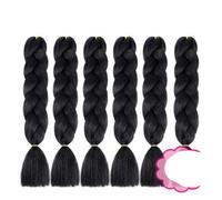WBLSPA Trenzas Gigantes sintéticas Extensiones de Cabello Trenzado para Mujeres Textura Negro Azul Hair-1-24inches-CHINA-6Pcs/Lot