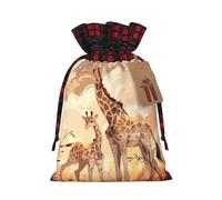 WBQLSL 8.3 bolsas de regalo de arpillera de 11.8 pulgadas, bolsas de decoración de suministros de fiesta de Navidad, bolsas de jirafa para madre e hijo, bolsas de regalo de Navidad con cordón