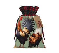 WBQLSL 8.3 bolsas de regalo de arpillera de 11.8 pulgadas, bolsas de decoración de suministros de fiesta de Navidad, bolsas de regalo de Navidad con cordón de gallo y pollo