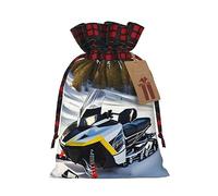 WBQLSL 8.3 bolsas de regalo de arpillera de 11.8 pulgadas, bolsas de decoración de suministros de fiesta de Navidad, bolsas de regalo de Navidad avanzadas para motos de nieve con cordón