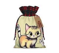 WBQLSL 8.3 bolsas de regalo de arpillera de 11.8 pulgadas, bolsas de decoración de suministros de fiesta de Navidad, bolsas de regalo de Navidad con cordón para gatos y mariposas