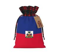 WBQLSL 8.3 bolsas de regalo de arpillera de 11.8 pulgadas, bolsas de decoración de suministros de fiesta de Navidad, bolsas de decoración de bandera haitiana, bolsas de regalo de Navidad con cordón