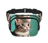 WBQLSL A Curious Cat - Riñonera con diseño de gato curioso, bolsa deportiva ligera de viaje, impermeable y resistente al desgaste