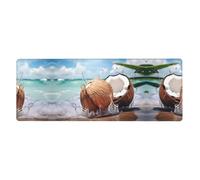 WBQLSL Alfombrilla de ratón con borde de impresión de jugo de coco y fruta de coco, adecuada para su uso en oficinas, bibliotecas y hogares (30 cm x 80 cm)