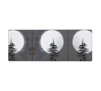 WBQLSL Alfombrilla para mouse y teclado con estampado de árbol de pino lunar (11.8 x 31.5 pulgadas), perfecta para juegos y oficina