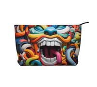 WBQLSL Art Graffiti - Bolsa de cosméticos de pana con estampado de payaso, bolsa de almacenamiento de cosméticos esencial de viaje