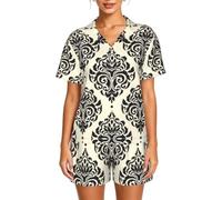 WBQLSL Asian Elephants - Pijama de manga corta para mujer, con bolsillos, cárdigan, Negro, XS-6XL