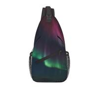 WBQLSL Aurora Under the Night Light - Bolso bandolera para hombre, correa ajustable con múltiples bolsillos para correr, senderismo, uso diario