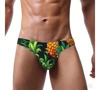 WBQLSL Bañador deportivo de playa con estampado de piña fresca, sexy, elástico y cómodo, Negro, XXL