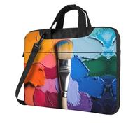 WBQLSL Bandeja de pintura con impresión para laptop, bolsa cruzada y maletín, fácil de llevar para viajes de negocios y trabajo, Black, 14 inch