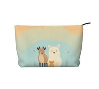 WBQLSL Best Friends Animals - Bolsa de cosméticos de pana con estampado de animales - Bolsa de almacenamiento de cosméticos esencial de viaje