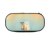 WBQLSL Best Friends Animals - Estuche de lápices de gran capacidad, bolsa de almacenamiento de papelería de partición multicapa, suministros de oficina de aprendizaje unisex