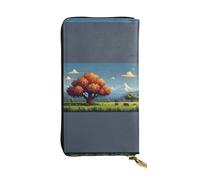 WBQLSL Billetera de cuero elegante con imágenes de estilo pixel, monedero de 7.4 x 4.13 pulgadas de largo con cremallera, práctica cartera de viaje para dinero en efectivo