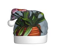 WBQLSL Blooming Orchids - Sombrero decorativo para adultos, 15.7 pulgadas de alto, unisex, sombrero de Papá Noel, sombrero de Papá Noel de felpa para Navidad y Año Nuevo