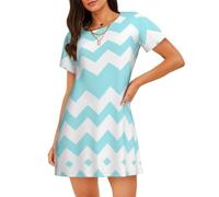 WBQLSL Blue Jagged Lines, Pijamas holgados casuales para mujer, manga corta, ropa de descanso adecuada para dormir a diario, Negro, 3XL