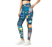 WBQLSL Blue Underwater World of Fish - Pantalones de yoga con bolsillo para mujer, leggings elásticos suaves de cintura alta para entrenamiento, gimnasio, uso diario, Negro, M-5XL