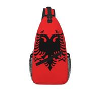 WBQLSL Bolsa cruzada de viaje con estampado de bandera canadiense, perfecta para viajes diarios, ciclismo, senderismo y aventuras urbanas, Bandera de Albania, One Size