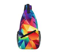 WBQLSL Bolsa cruzada multicolor con estampado de polígonos para exteriores, ligera, perfecta para viajes diarios y ciclismo