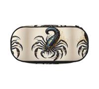 WBQLSL Bolsa de almacenamiento de papelería con estampado de escorpión gigante, estuche de múltiples capas portátil para estudiantes