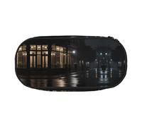 WBQLSL Bolsa de almacenamiento de papelería impresa con escena callejera lluviosa - Estuche de lápices de varias capas portátil para estudiantes